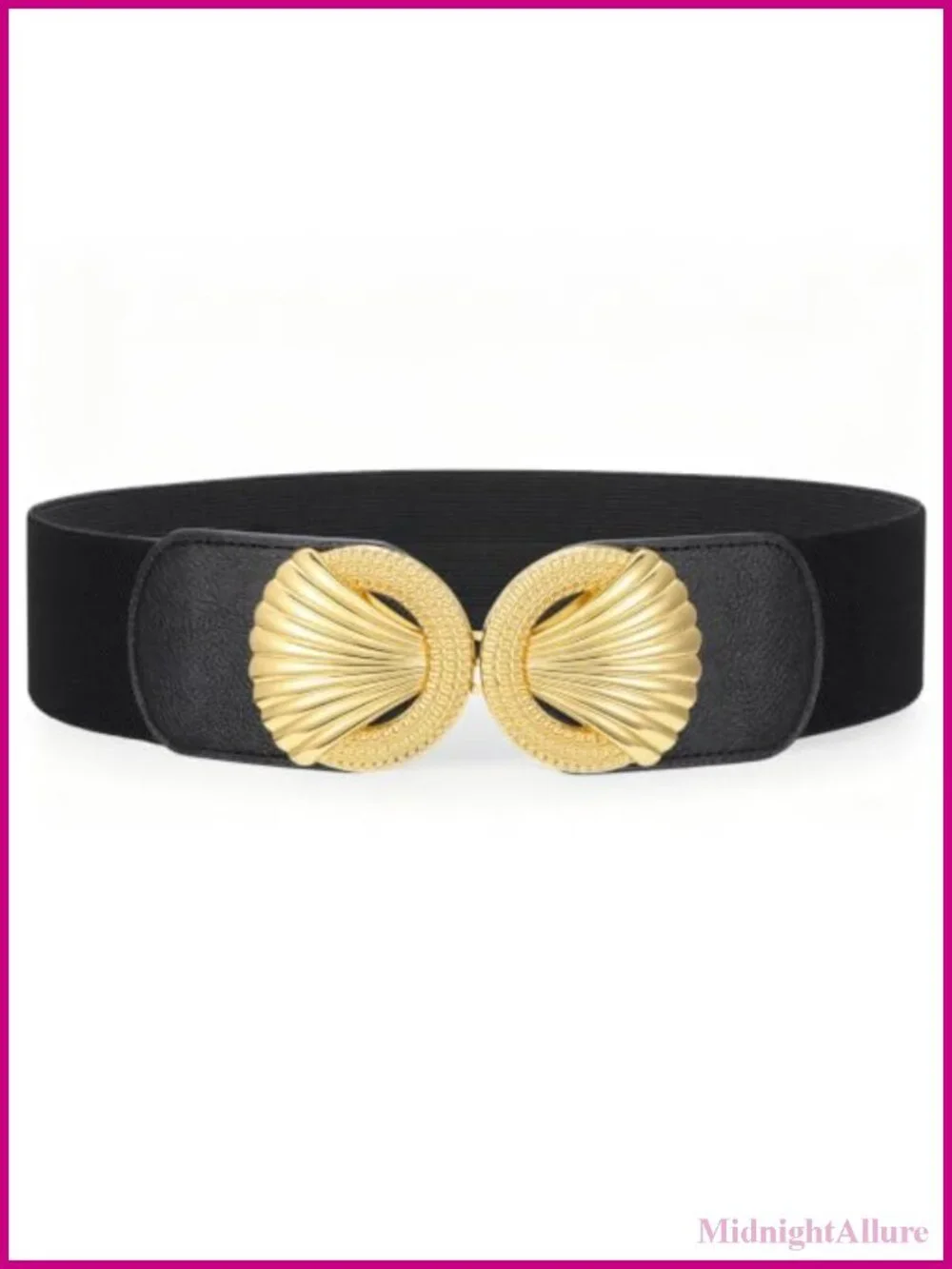 Women's Wide Elastic Belt Faux PU Leather Vintage Chunky Buckle Waist Belt